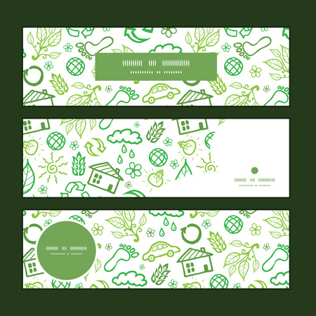 Vector ecology symbols horizontal banners set pattern background graphic designのイラスト素材