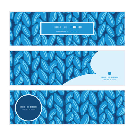 Vector knit sewater fabric horizontal texture horizontal banners set pattern backgroundのイラスト素材