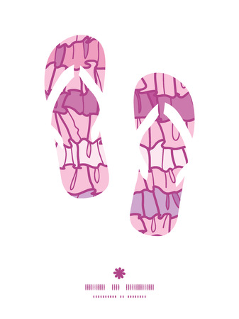 Vector pink ruffle fabric stripes flip flops silhouettes pattern frameのイラスト素材