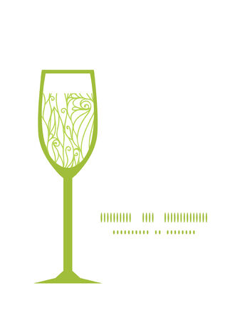 Vector abstract swirls texture wine glass silhouette pattern frameのイラスト素材