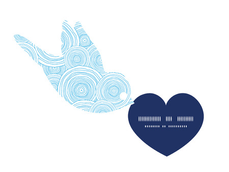 Vector doodle circle water texture birds holding heart silhouette frame pattern invitation greeting card template graphic designのイラスト素材