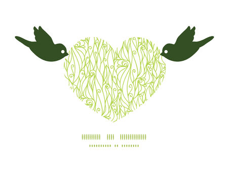 Vector abstract swirls texture birds holding heart silhouette frame pattern invitation greeting card template graphic designのイラスト素材