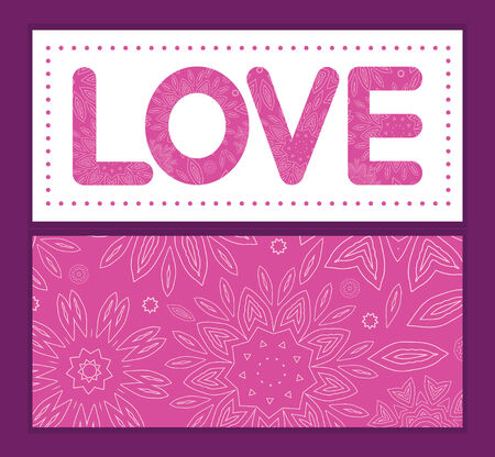 Vector pink abstract flowers texture love text frame pattern invitation greeting card templateのイラスト素材