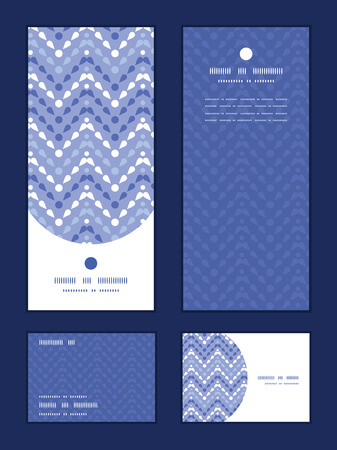 Vector purple drops chevron vertical frame pattern invitation greeting, RSVP and thank you cards setのイラスト素材