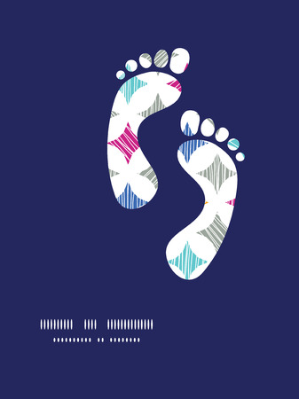 Vector colorful marble textured tiles footprints silhouettes pattern frameのイラスト素材