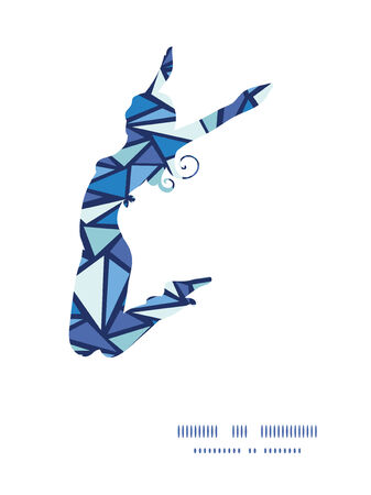 Vector abstract ice chrystals jumping girl silhouette pattern frameのイラスト素材
