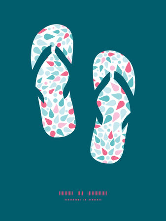Vector abstract colorful drops flip flops silhouettes pattern frameのイラスト素材