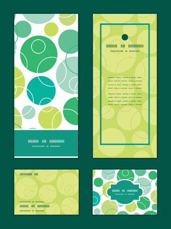 Vector abstract green circles vertical frame pattern invitation greeting, RSVP and thank you cards setのイラスト素材