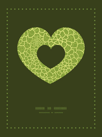 Vector abstract green natural texture heart symbol frame pattern invitation greeting card templateのイラスト素材