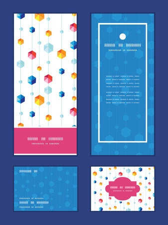 Vector abstract hanging jewels striped vertical frame pattern invitation greeting, RSVP and thank you cards setのイラスト素材