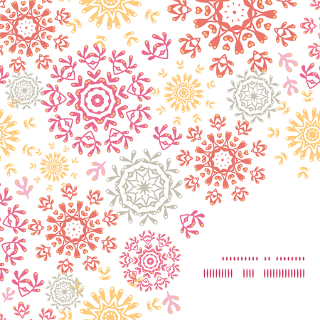 Vector folk floral circles abstract frame corner pattern backgroundのイラスト素材