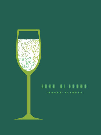 Vector curly doodle shapes wine glass silhouette pattern frameのイラスト素材