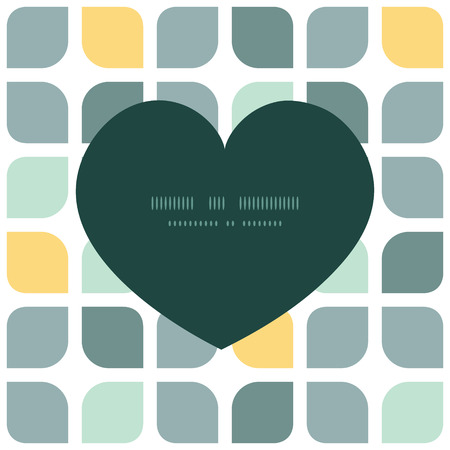 Vector abstract gray yellow rounded squares heart silhouette pattern frameのイラスト素材