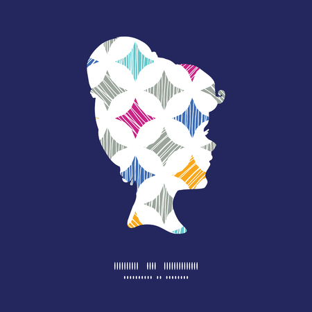 Vector colorful marble textured tiles girl portrait silhouette pattern frameのイラスト素材