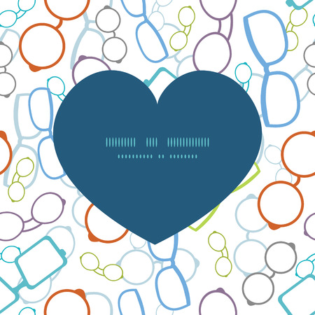 Vector colorful glasses heart silhouette pattern frameのイラスト素材