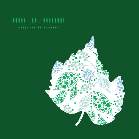 Vector abstract blue and green leaves leaf silhouette pattern frameのイラスト素材