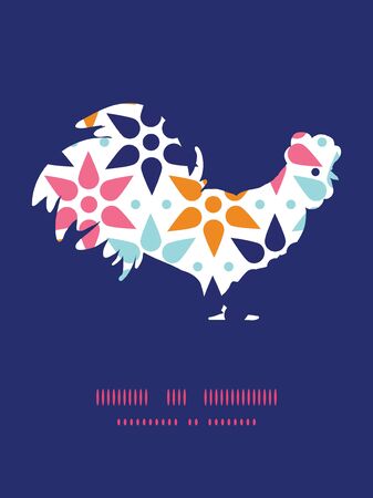 Vector abstract colorful stars rooster silhouette Easter frameのイラスト素材