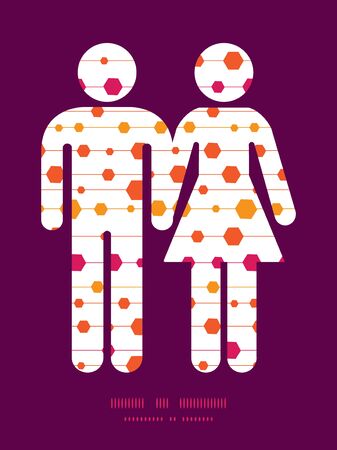 Vector abstract colorful stripes and shapes couple in love silhouettes frame pattern invitation greeting card templateのイラスト素材
