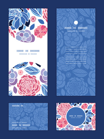 Vector mosaic flowers vertical frame pattern invitation greeting, RSVP and thank you cards setのイラスト素材