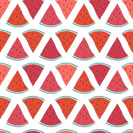 Vector tasty watermelon slices seamless pattern backgroundのイラスト素材