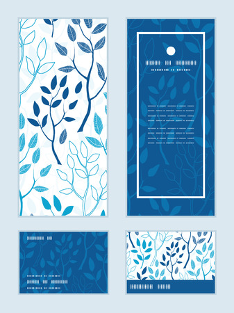 Vector blue forest vertical frame pattern invitation greeting, RSVP and thank you cards setのイラスト素材