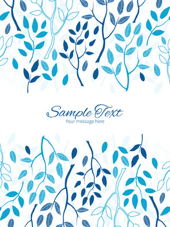 Vector blue forest vertical double borders frame invitation templateのイラスト素材