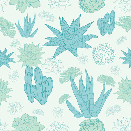 Vector Desert Cacti Seamless Pattern graphic designのイラスト素材