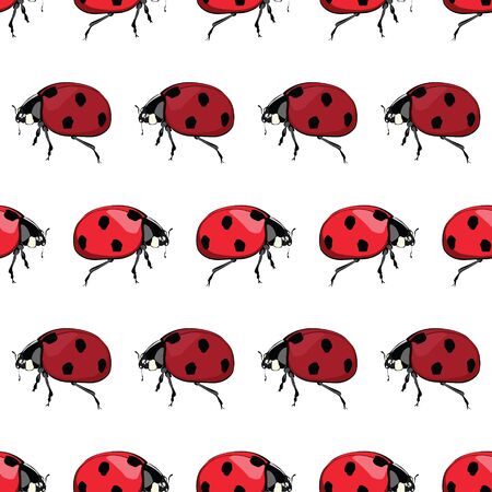  Red Black Ladybird Stripes Seamless Pattern graphic designのイラスト素材