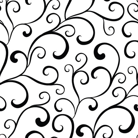 Black White Organic Swirls Seamless Pattern graphic design