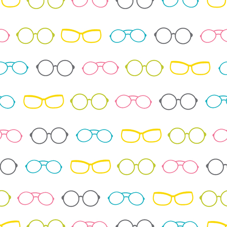 Vector colorful glasses accessories stripes seamless pattern. Great for eyewear themed fabric, wallpaper, packaging.のイラスト素材