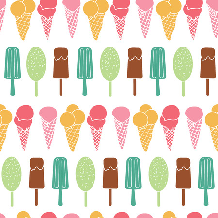 Fun ice cream stripes seamless pattern. Great for yummy summer dessert wallpaper, backgrounds, packaging, fabric, scrapbooking, and giftwrap projects. Surface pattern design.の写真素材