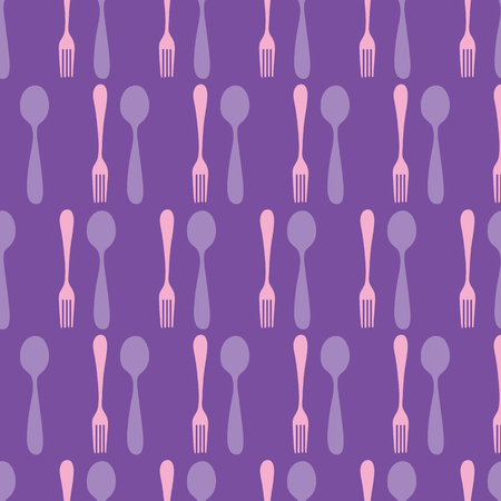 Purple pink utensils seamless pattern. Great for kitchen and restaurant themed fabric, invitations, wallpaper, giftwrap projects.の写真素材