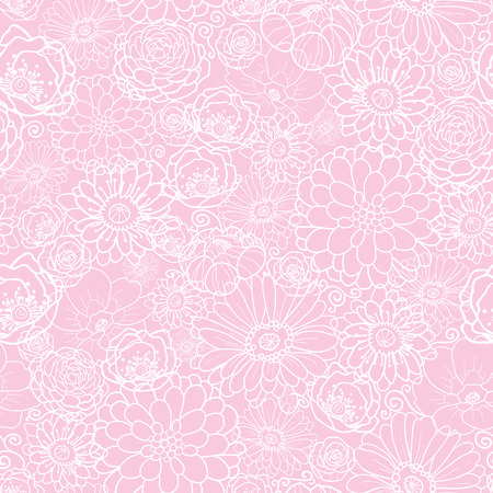 Pink flowers texture vector seamless pattern. Great for spring and summer wallpaper, backgrounds, invitations, packaging design projects. Surface pattern design.の写真素材