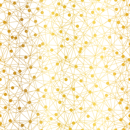 Golden dots network vector seamless pattern. Great for technology inspired wallpaper, backgrounds, invitations, packaging design projects. Surface pattern design.の写真素材