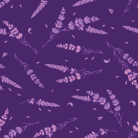 Dark purple lavender floral vector pattern. Beautiful violet lavender retro background. Elegant fabric on light background Surface pattern design.の写真素材