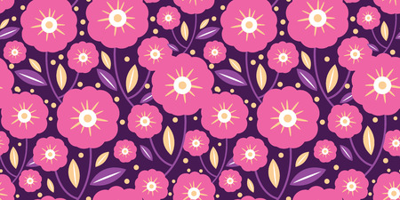Pink flowers texture vector seamless pattern. Great for spring and summer wallpaper, backgrounds, invitations, packaging design projects. Surface pattern design.のイラスト素材