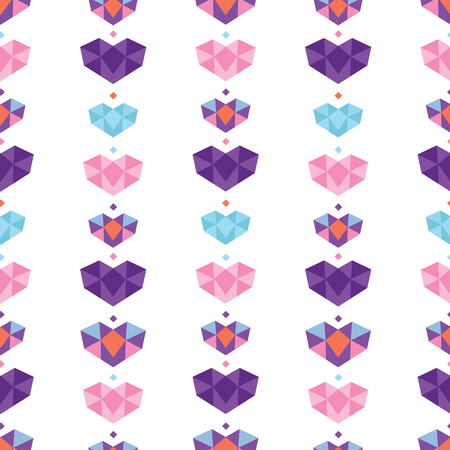 Colorful geometric hearts seamless pattern. Great for a Valentines Day, wedding, anniversary or an event celebration invitation or decor. Surface pattern design.の写真素材