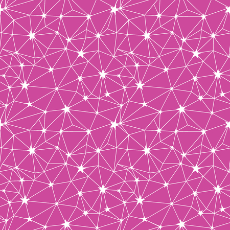 Pink white stars network vector seamless pattern. Great for space and holiday inspired wallpaper, backgrounds, invitations, packaging design projects. Surface pattern design.の写真素材