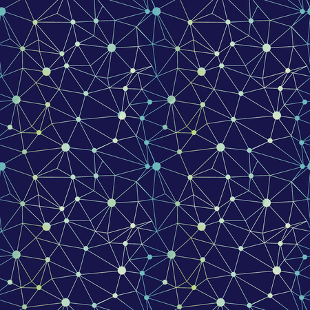 Navy blue gradient dots network seamless pattern. Great for technology inspired wallpaper, backgrounds, invitations, packaging design projects. Surface pattern design.のイラスト素材