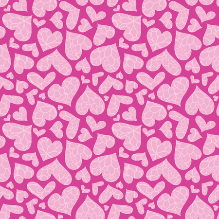 Pink textured hearts vector seamless pattern. Great for Valentines Day holiday cards, backgrounds, invitations, packaging design projects. Surface pattern design.の写真素材