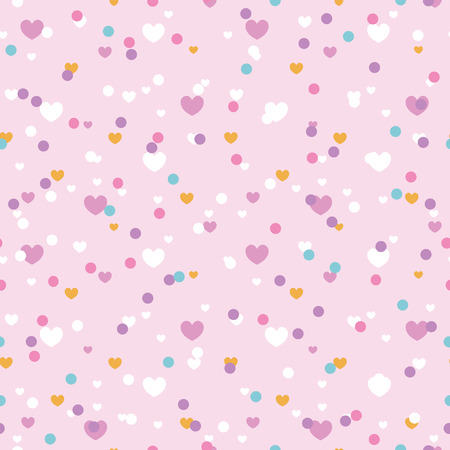 Cute confetti hearts seamless repeat pattern. Great for Valentines Day or wedding invitations, cards, backgrounds, gifts, packaging design projects. Surface pattern design.の写真素材