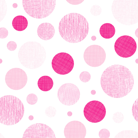 Pink fabric textured circles seamless pattern print. Great for any design project and unisex products for kids, home decor, packaging, fabric, and invitations.の写真素材