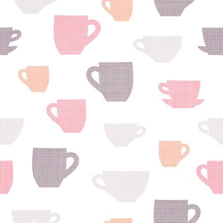 Simple linen textured cups vector repeat patternのイラスト素材