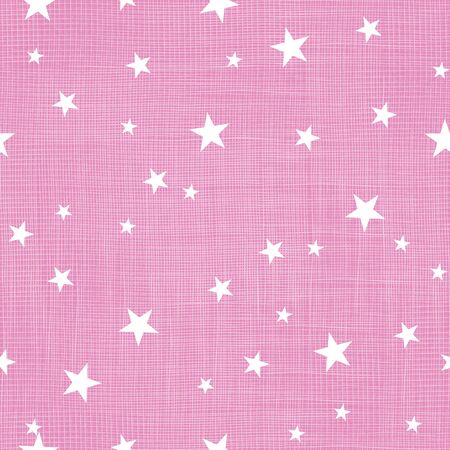 Pink tiny stars linen textured repeat patternのイラスト素材