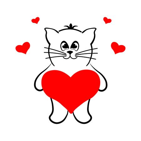 A loving cat with a heart. Vectorのイラスト素材