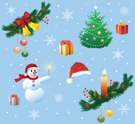 Collection of a christmas decorations.のイラスト素材
