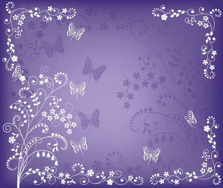 Floral pattern on the violet background.のイラスト素材