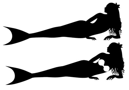 Laying silhouettes of a mermaid.のイラスト素材