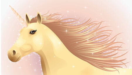 Portrait of a running magic unicorn.のイラスト素材