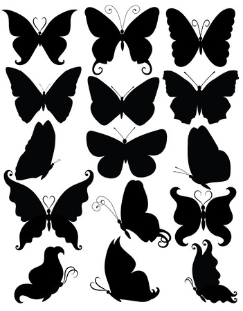 Set of silhouettes of a businessman butterflies.のイラスト素材